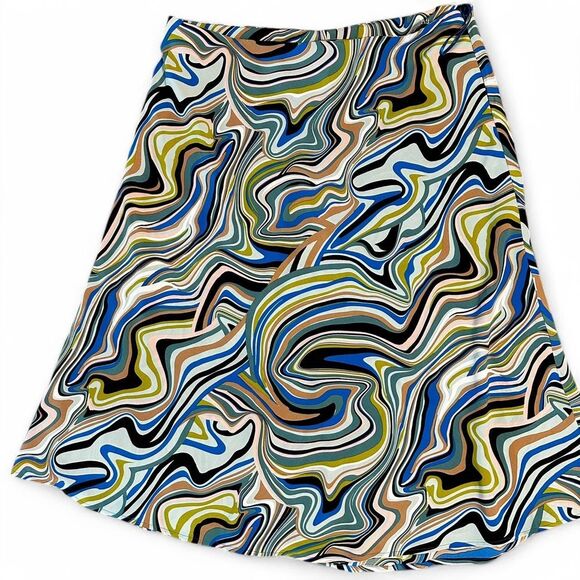 Bar III Women's Abstract swirl print midi skirt, Size 14W - Picture 4 of 7